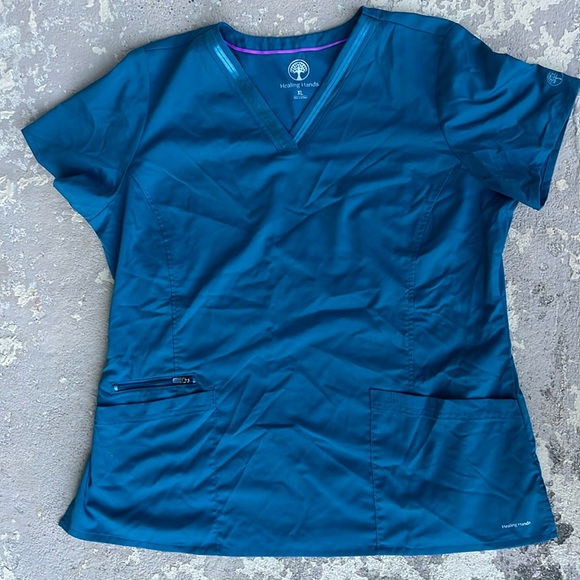 healing hands Tops - BNWOT Healing Hands turquoise scrub top